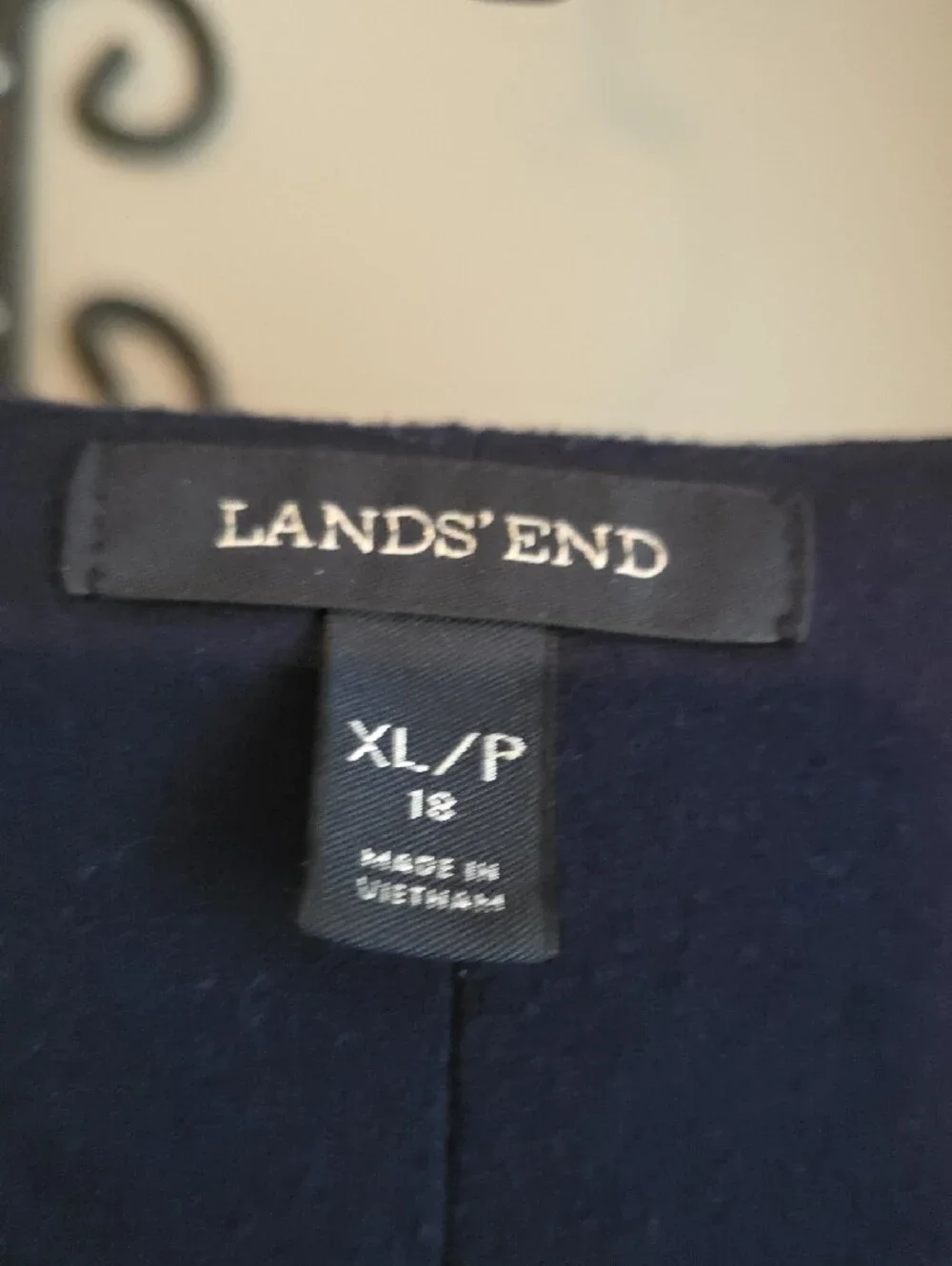 Lands' End Midnight Blue Velvet Midi Dress Size XL/P 18